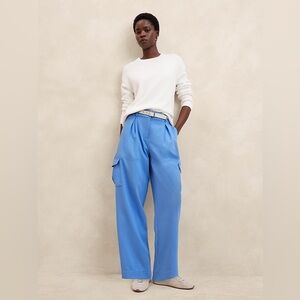 NWT! Banana Republic Serenity Blue High-Rise Straight Twill Cargo Pant - 2